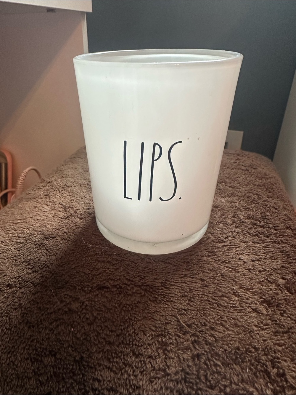 Rae Dunn White LIPS. Glass Cosmetic Organizer